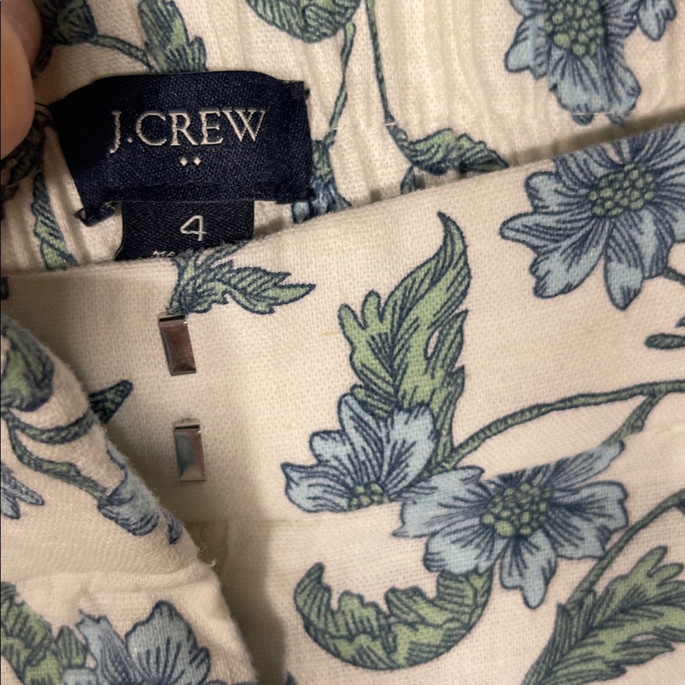J. CREW WOMENS HIGH WAIST BLUE FLORAL LINEN SHORTS 4 BY449 - Picture 3 of 6